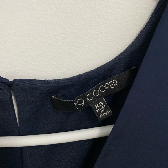 Navy silk long sleeve romper with pockets - Picture 5 of 11